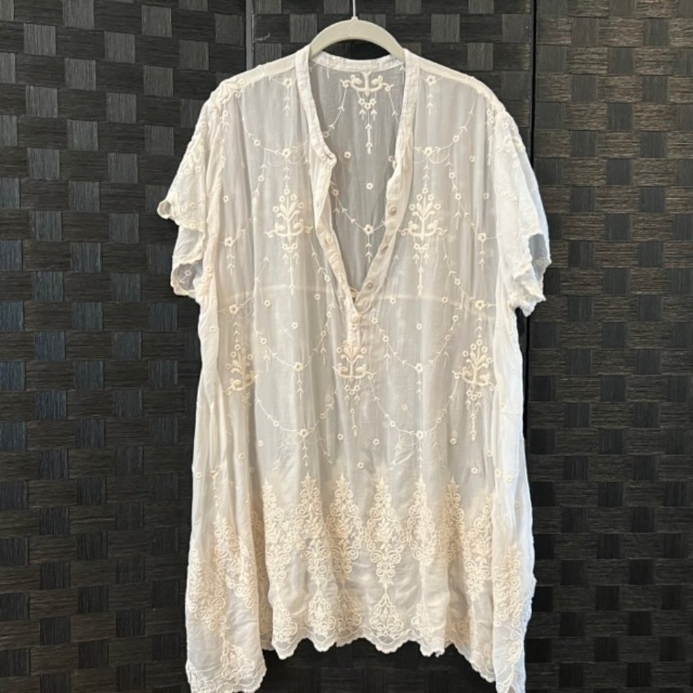 Cream Embroidered Coverup Tunic